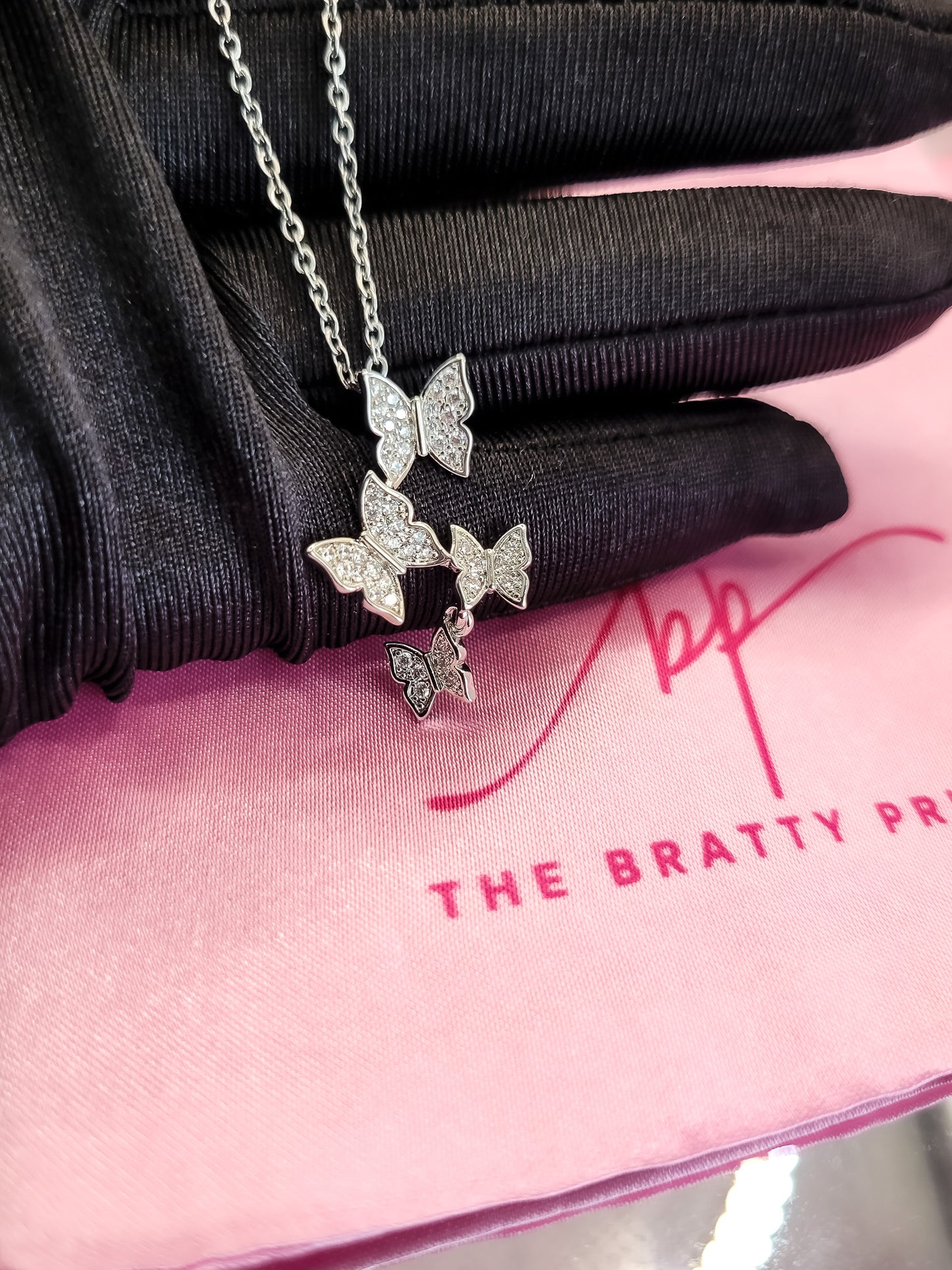 Crystal Butterfly Chain Necklace