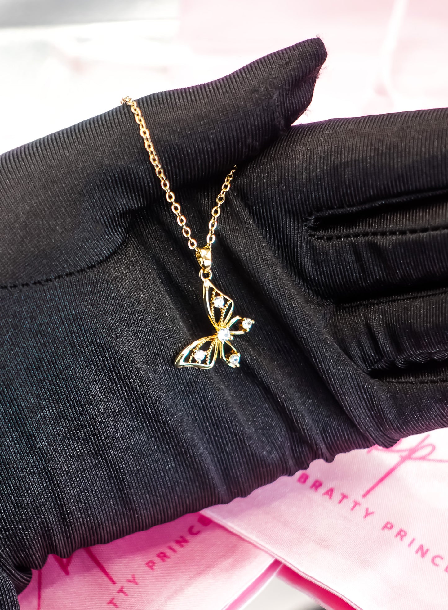 Cubic Zircon Hollow Butterfly Pendant