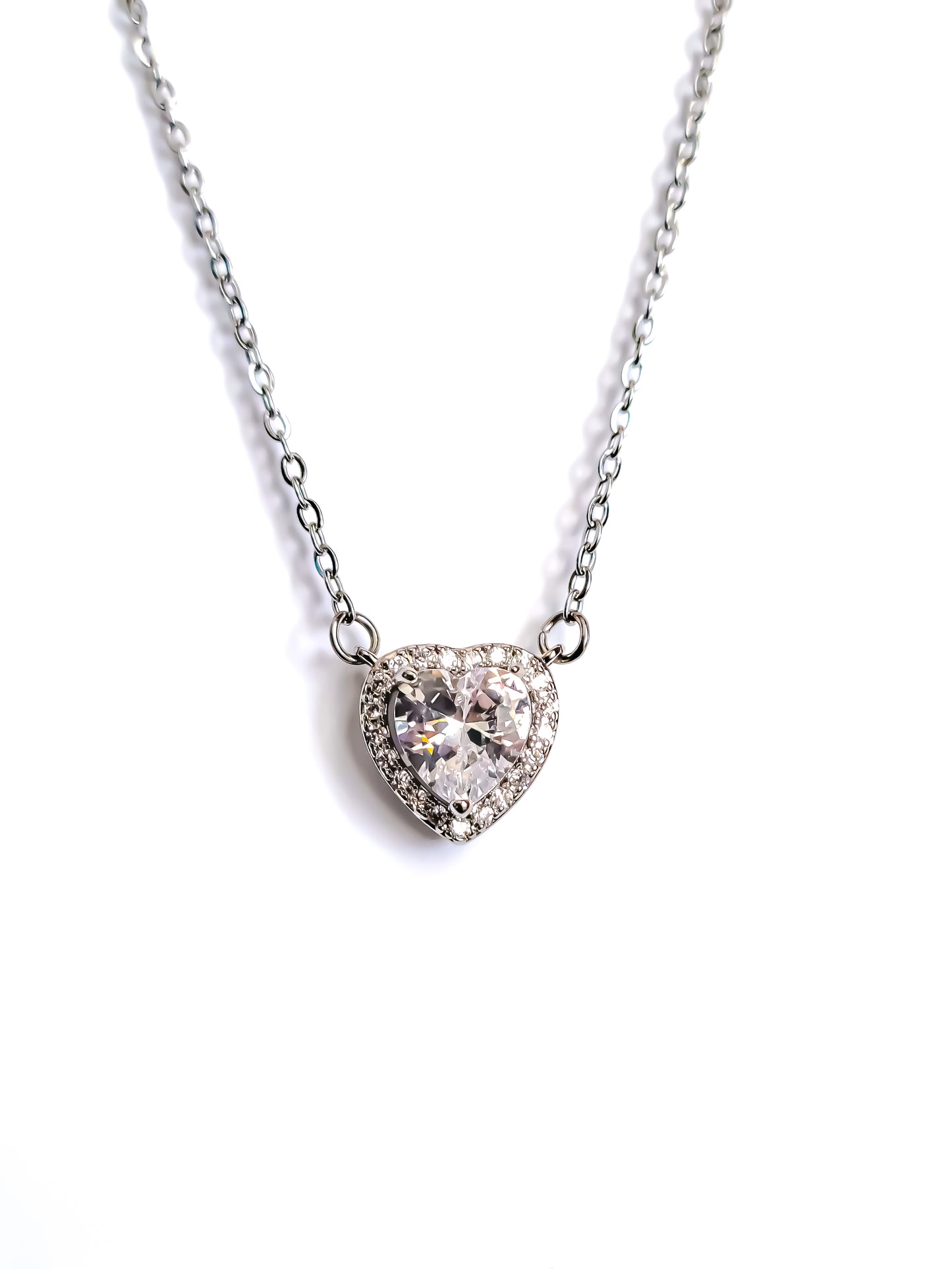 Diamond Cut Heart Necklace and Earring Set