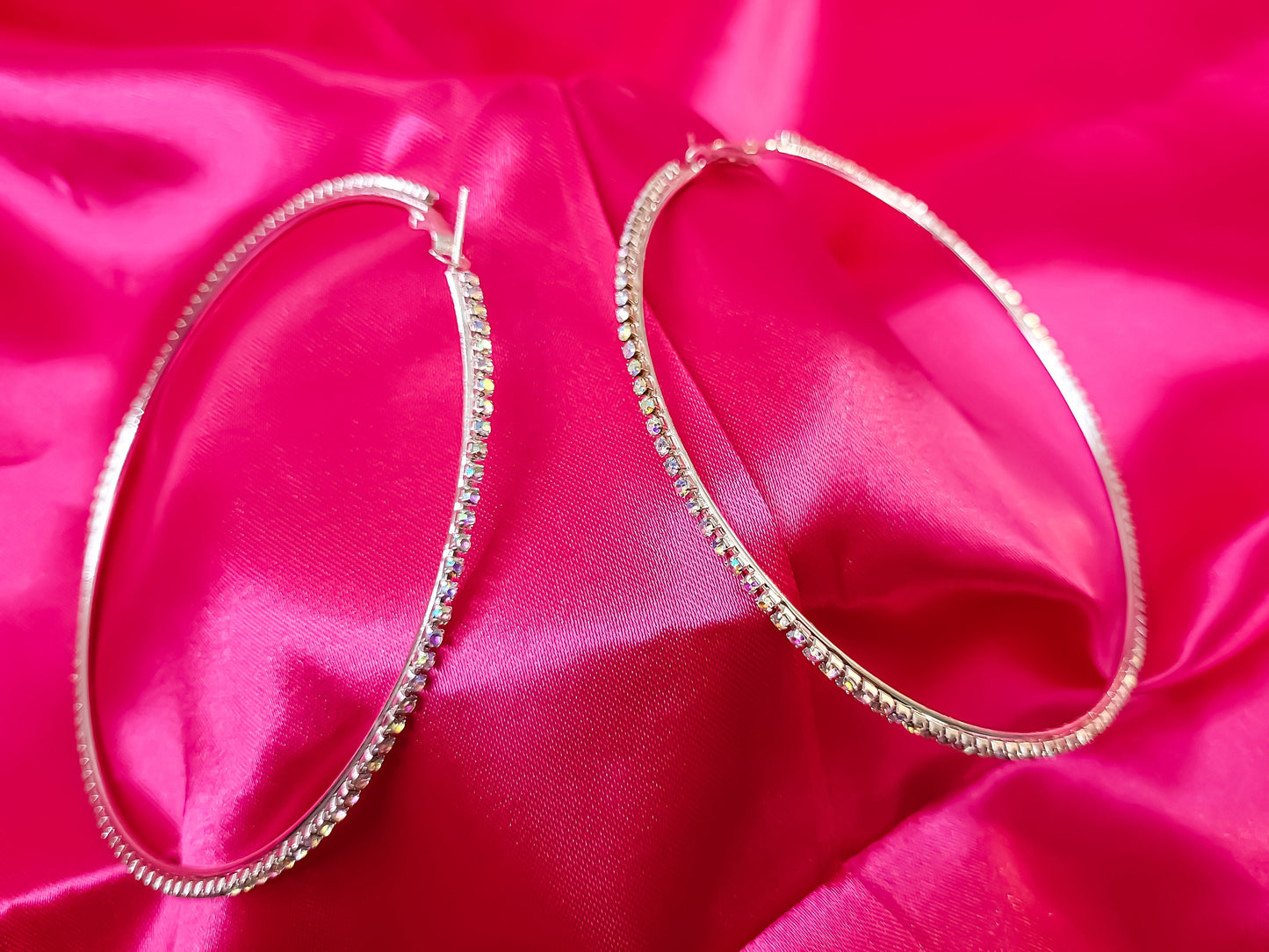 X-Large Shiny Crystal Hoop Earrings