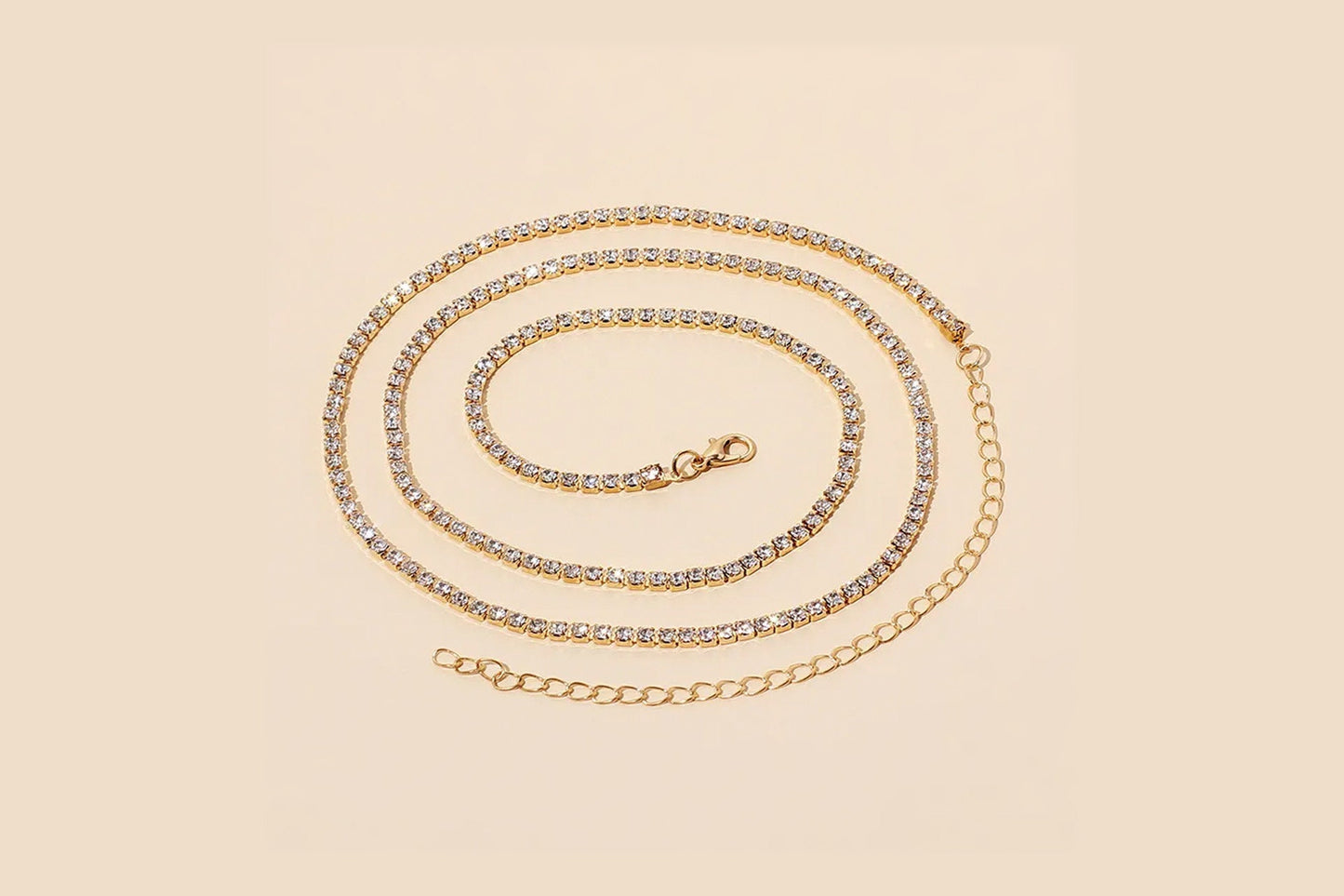 Gold Rhinestone Adjustable Waist Chain | Beach Wear, Luxury