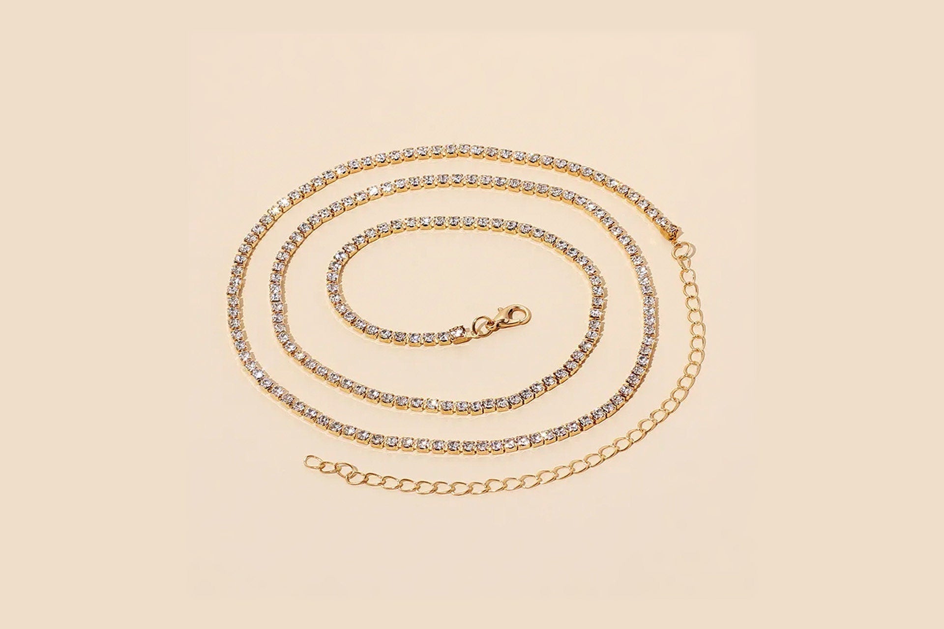 Gold Rhinestone Adjustable Waist Chain | Beach Wear, Luxury