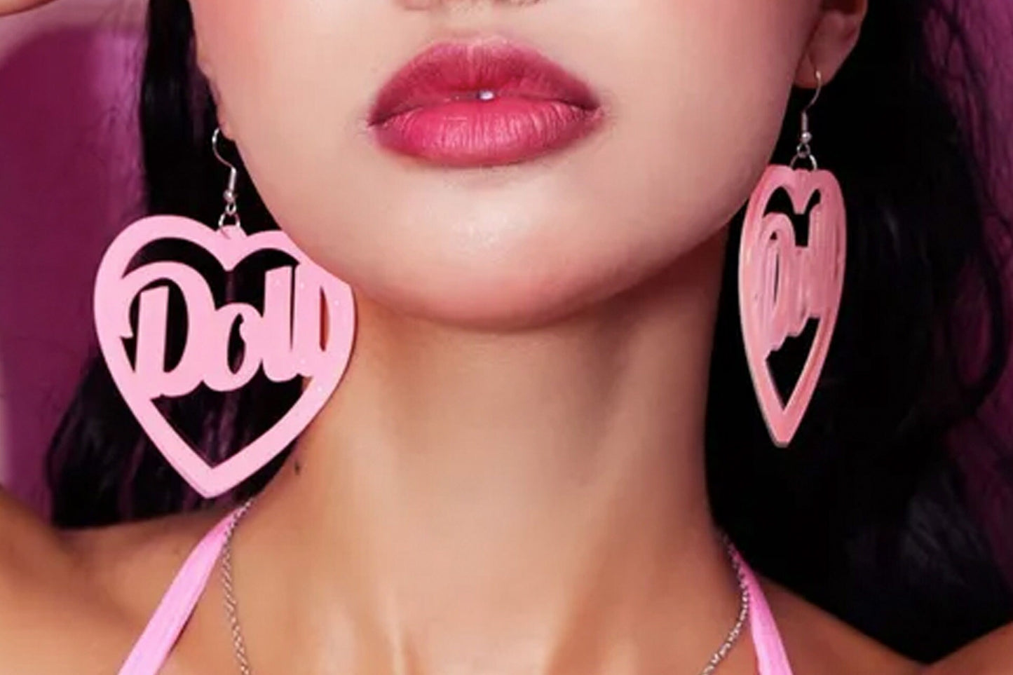 Pink Acrylic Doll Resin Drop Dangle Earrings | Y2K Aesthetic