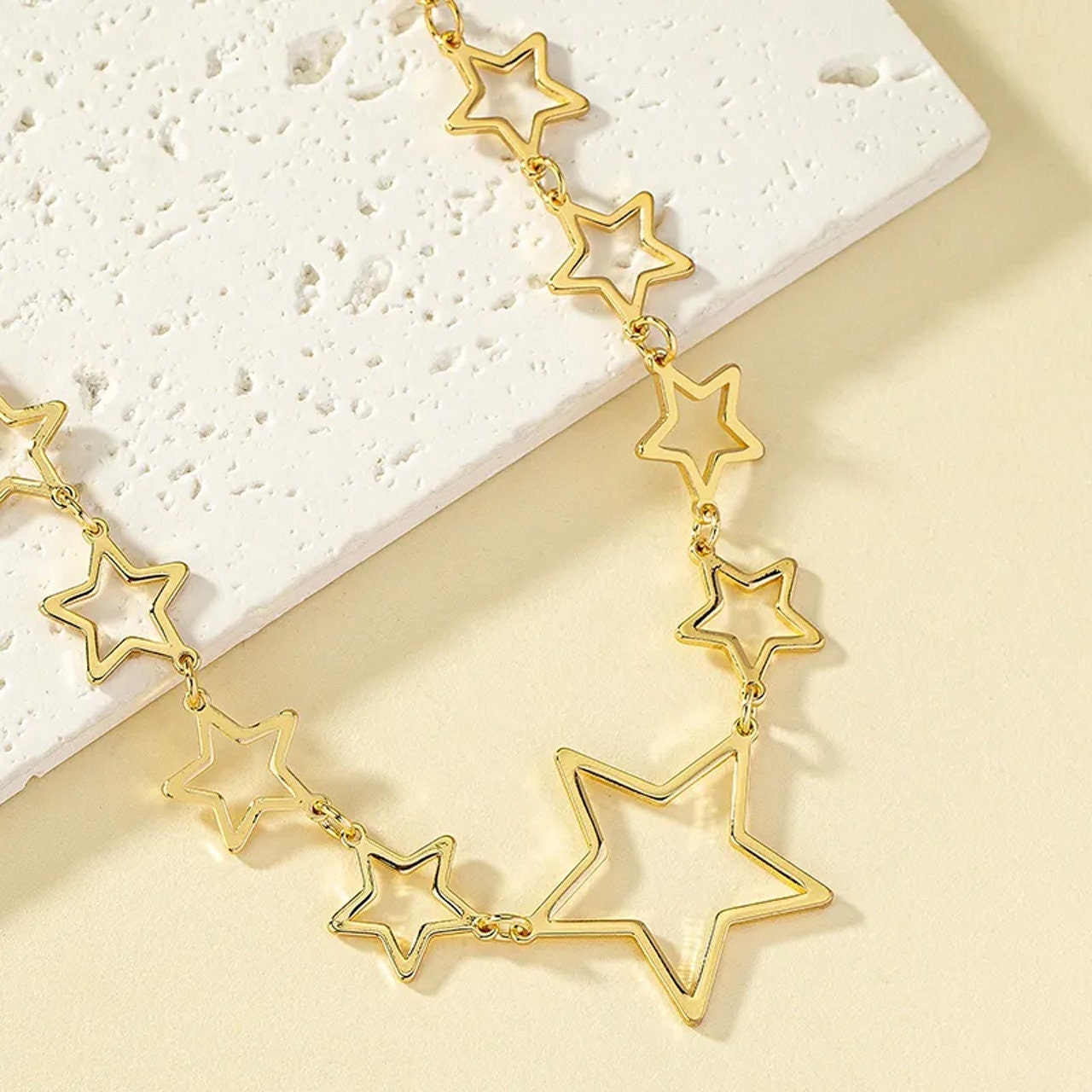 I'M A STAR Celestial Choker Necklace | Gold Cuban Link Chain Necklace | Y2k, Streetwear