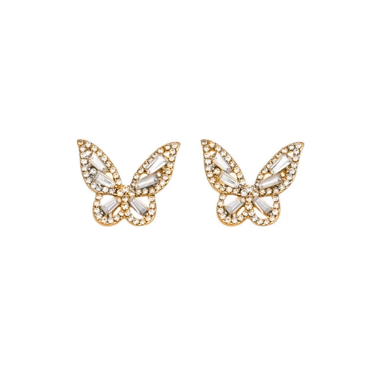 ENCHANTED Crystal Butterfly Stud Earrings | CZ Cubic Zirconia Studs | Gold, 925 Sterling Silver Earrings | Princesscore, Fairycore, Coquette