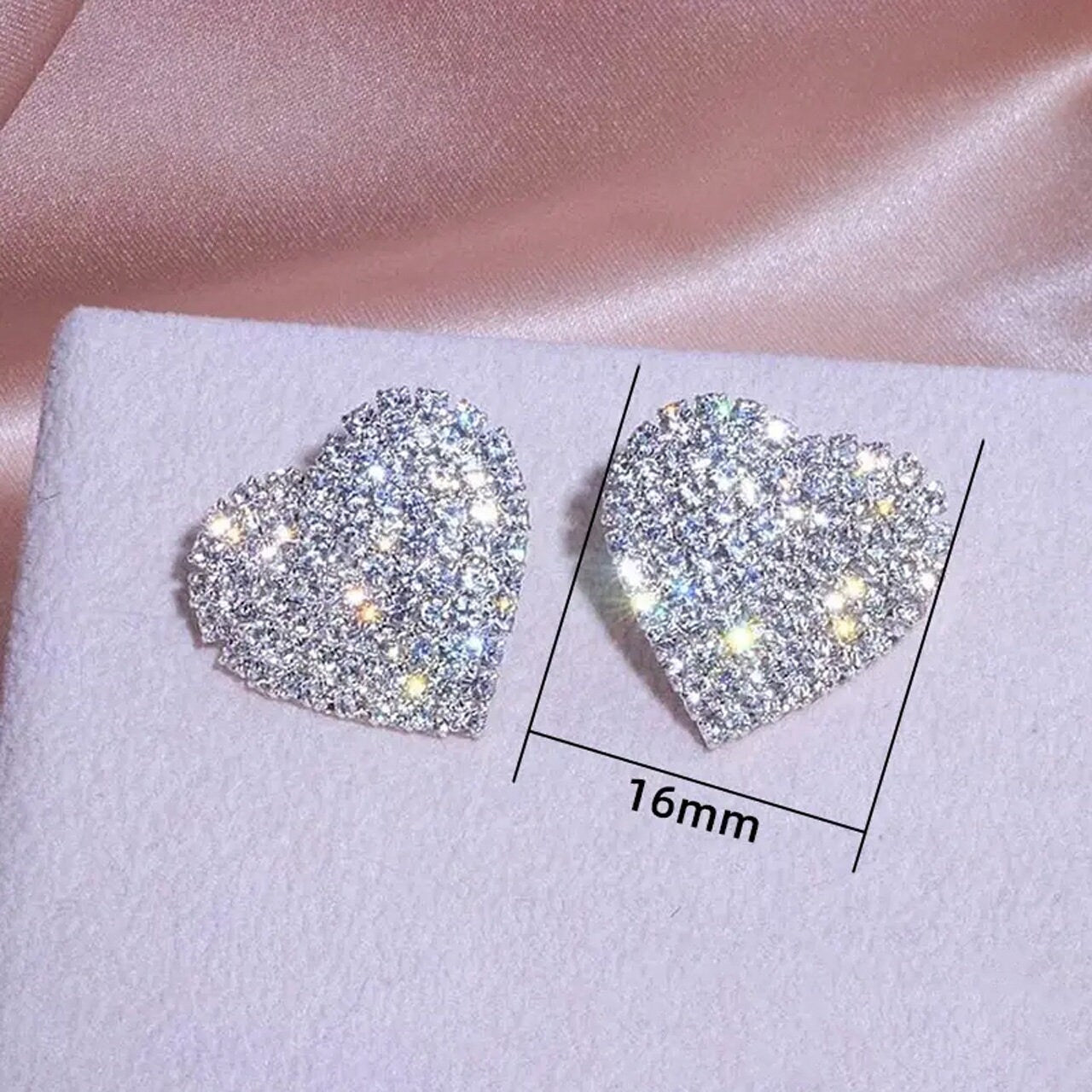 ENCHANTED Crystal Heart Stud Earrings | CZ Cubic Zirconia Studs | 925 Sterling Silver Earrings | Princesscore, Fairycore, Coquette