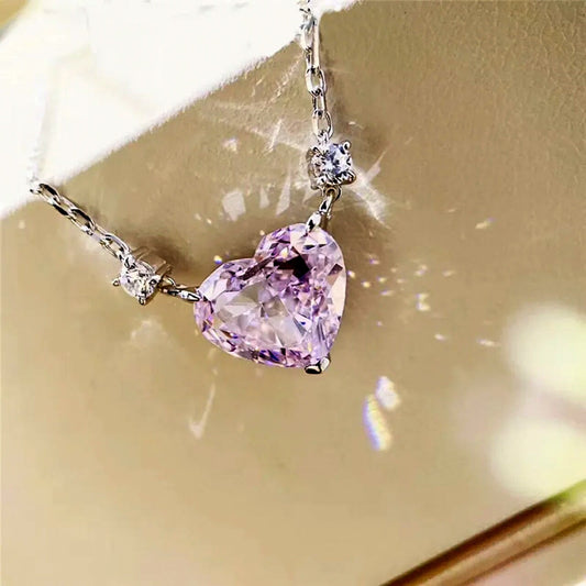 Enchanted Cubic Zirconia Heart Silver Pendant Necklace | Fairycore, Fairytopia, Princesscore