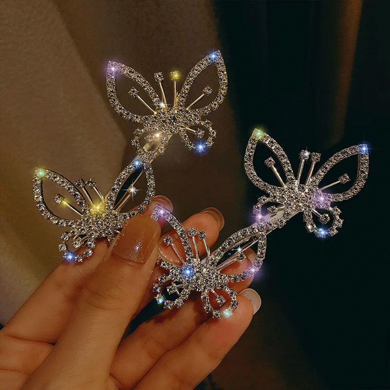 ENCHANTED Double Butterfly Hair Clip | Butterfly Hair Accessories | CZ Cubic Zirconia Crystals, Fairycore, Y2K Inspired, Princess Jewelry