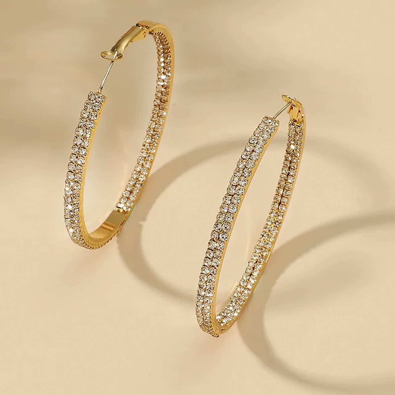 Pave Crystal Hoop Earrings | CZ Cubic Zirconia Hoop Earrings | Large Sterling Silver, Gold Statement Earrings | Everyday Jewelry