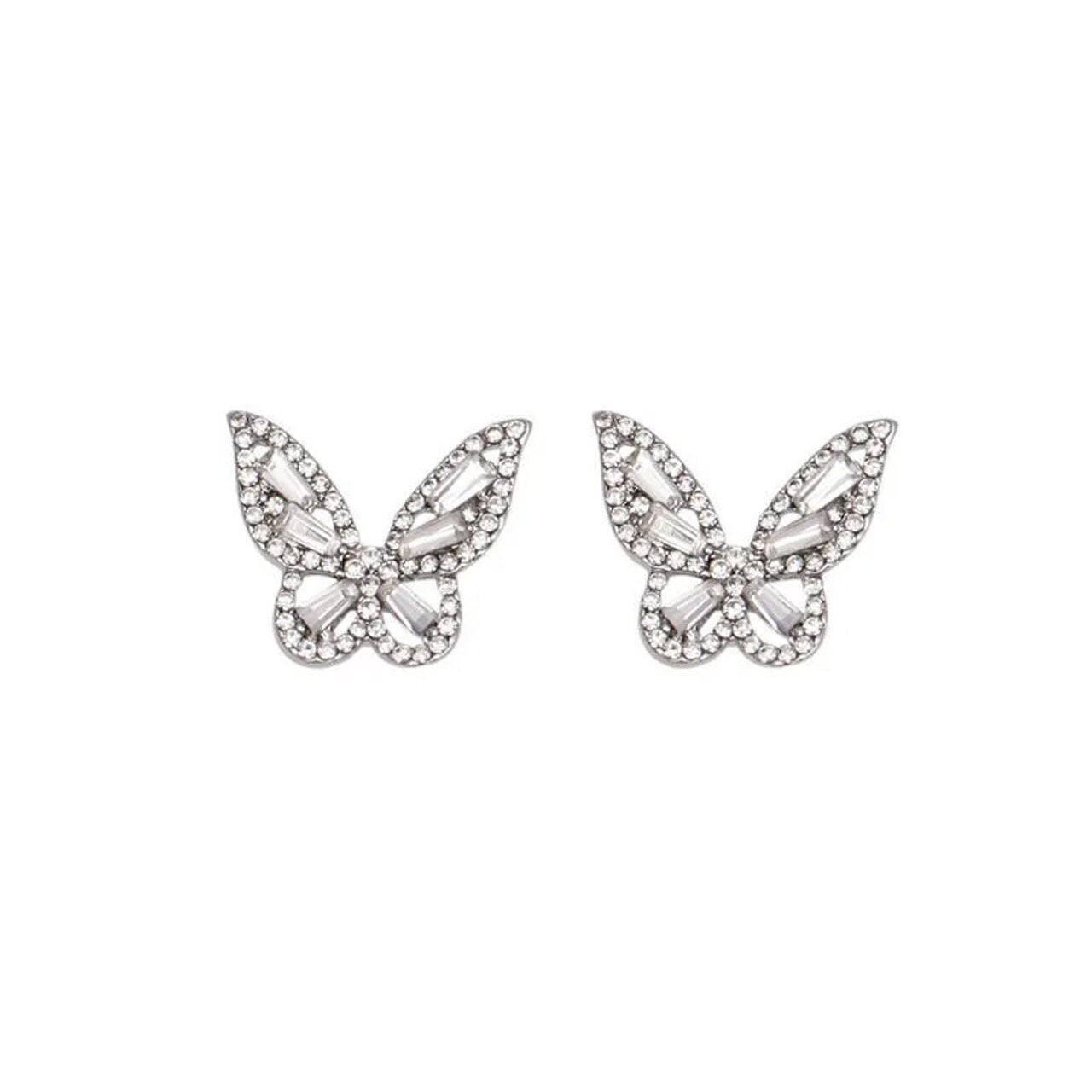 ENCHANTED Crystal Butterfly Stud Earrings | CZ Cubic Zirconia Studs | 925 Sterling Silver Earrings | Princesscore, Fairycore, Coquette