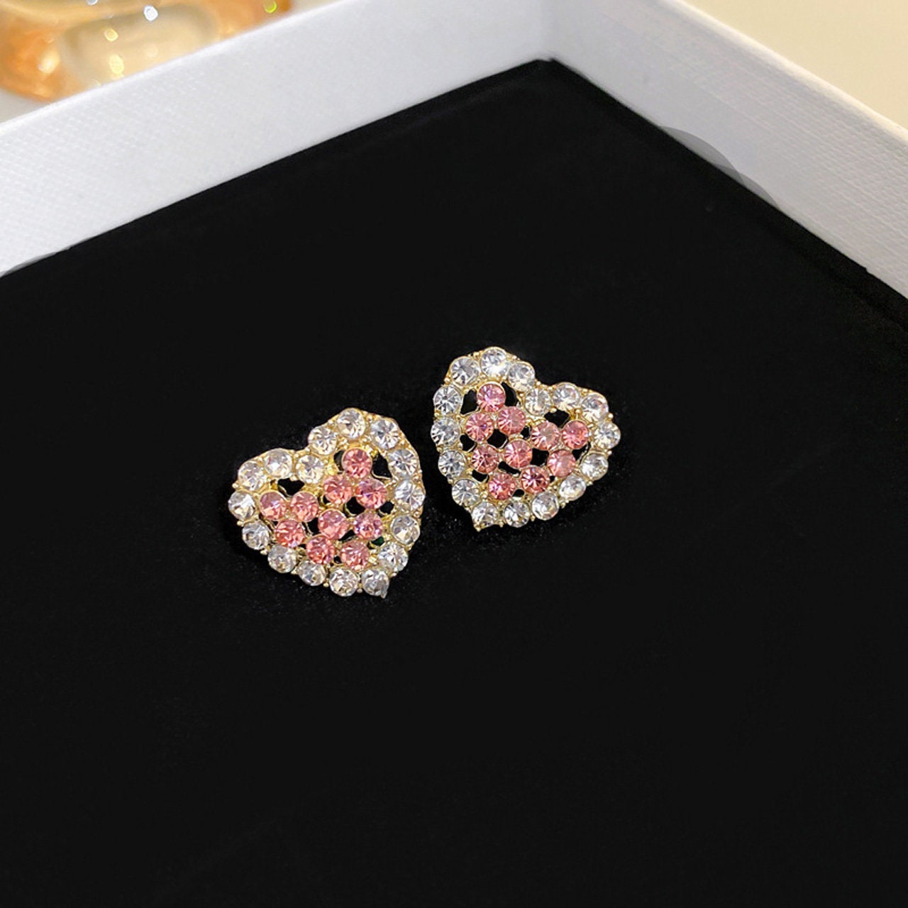 ENCHANTED Crystal Heart Stud Earrings | CZ Cubic Zirconia Studs | Gold vermeil Earrings | Princesscore, Fairycore, Coquette