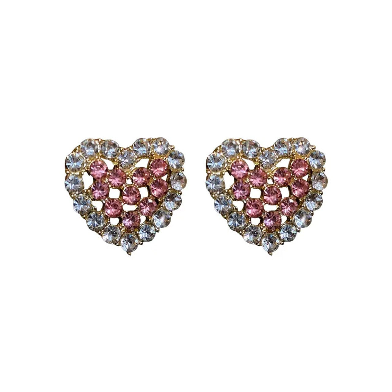 ENCHANTED Crystal Heart Stud Earrings | CZ Cubic Zirconia Studs | Gold vermeil Earrings | Princesscore, Fairycore, Coquette