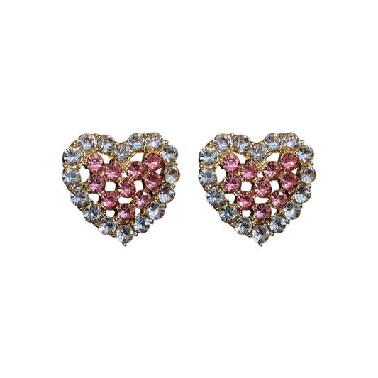 ENCHANTED Crystal Heart Stud Earrings | CZ Cubic Zirconia Studs | Gold vermeil Earrings | Princesscore, Fairycore, Coquette