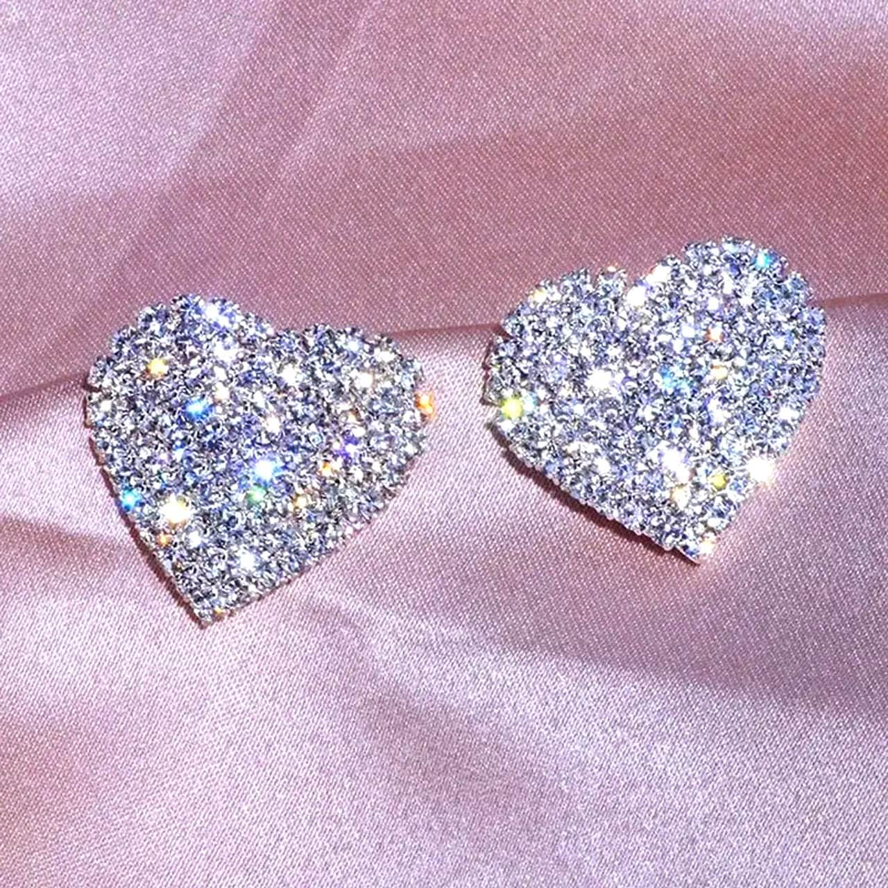 ENCHANTED Crystal Heart Stud Earrings | CZ Cubic Zirconia Studs | 925 Sterling Silver Earrings | Princesscore, Fairycore, Coquette