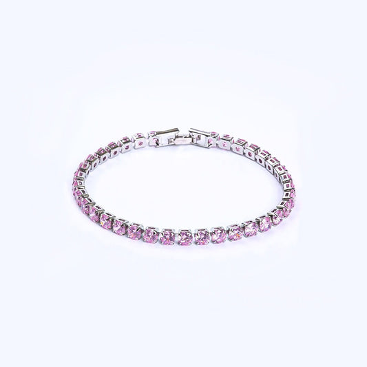 BRAXTON Tennis Bracelet | Silver, Pink, Rose Gold Tennis Bracelet | 925 Sterling Silver Bracelet | CZ Cubic Zirconia | Minimalist, Elegant