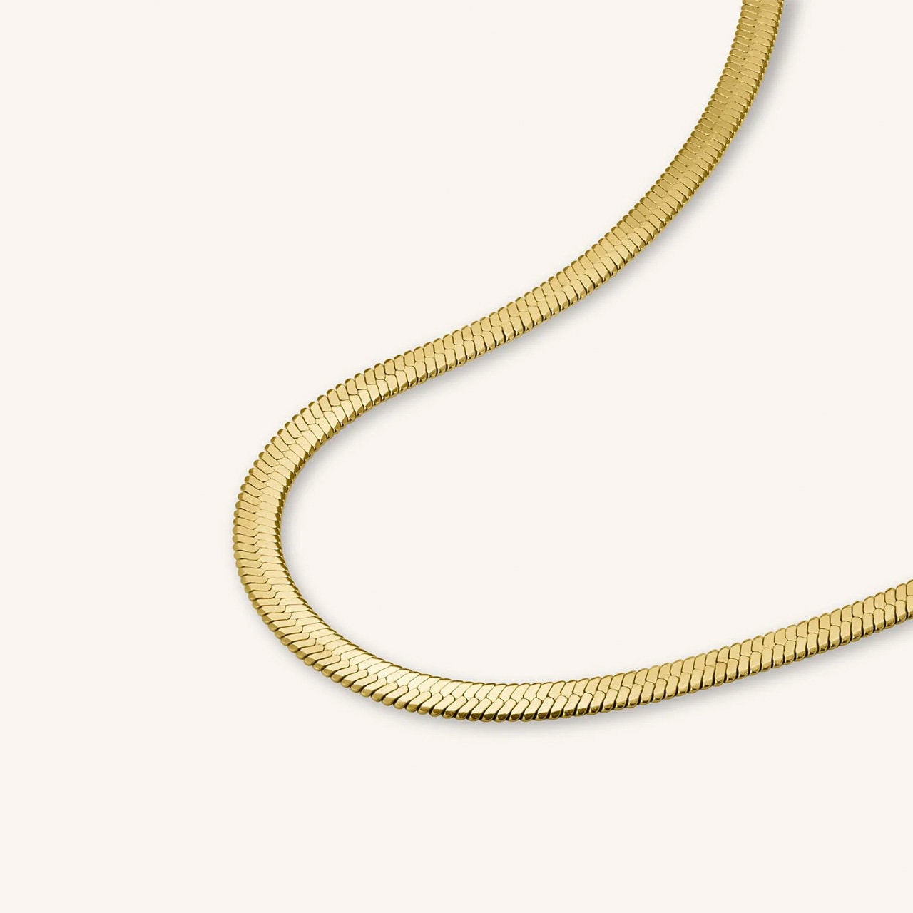 18K Gold Filled Herringbone Chain Necklace | Stainless Steel Snake Chain Necklace | Layering Necklace | Minimalist, Elegant Gift for Her