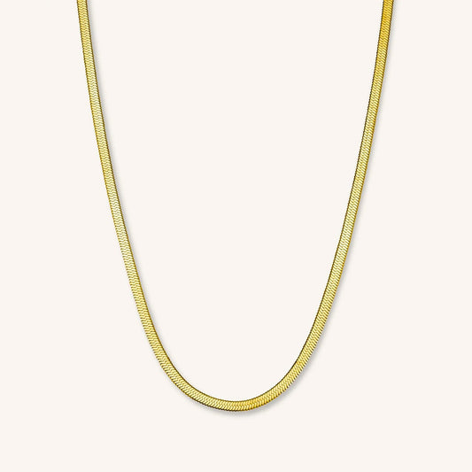 18K Gold Filled Herringbone Chain Necklace | Stainless Steel Snake Chain Necklace | Layering Necklace | Minimalist, Elegant Gift for Her